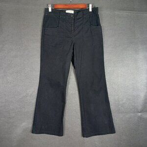 Nili Lotan Pants Oakland Womens 4 Flare Patch Pockets Mid Rise Cotton Black